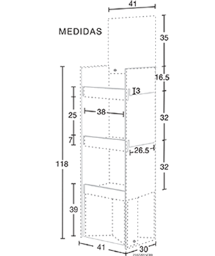 XR1 rack exhibidor de 3 niveles y faldón. Fabricado en corrugado blanco. Accesorios disponibles: escalones, divisores, soportes y más