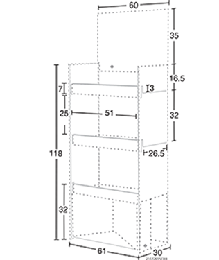 XR3 Rack exhibidor de carton de 3 niveles y faldón