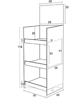 XR6 rack para piso de 3 niveles. Material, catón corrugado blanco. 