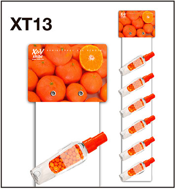 XT13 Tira de impulso caple con colgadores de PVC cristal, para una exhibición y visivilidad perfecta de su producto