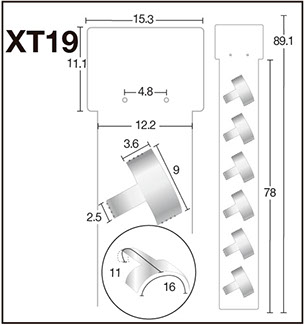 XT19 Tira de impulso caple PVC 6 canastillas copete digital 