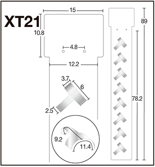 XT22 Tira exhibidora caple PVC 8 canastillas copete digital. Venta a partir de 1 pieza.