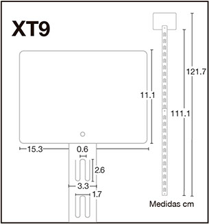 XT9 Tira de impulso fabricada en PVC con 24 ganchos copete digital 15.3 x 121.6 cm