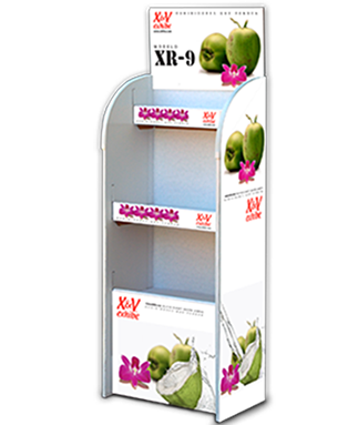 Rack XR9. Exhibidor de cartón con perfiles plásticos en los laterales