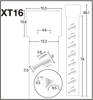 XT16 Tira de impulso caple PVC 8 canastillas copete digital 