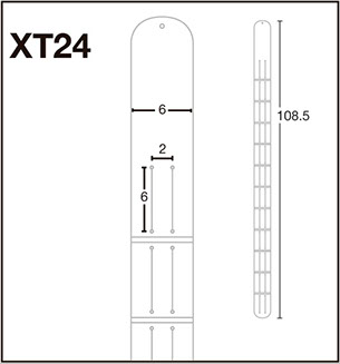 XT24 Tira exhibidora fabricada en PVC cristal 12 ranuras